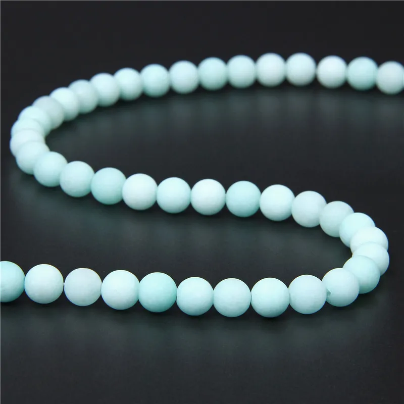 Blue Matte Amazonite Natural Stone Beads Dull Polish Frost Round Loose For Jewelry Making Strand 15&quot/Diy Bracelet | Украшения и