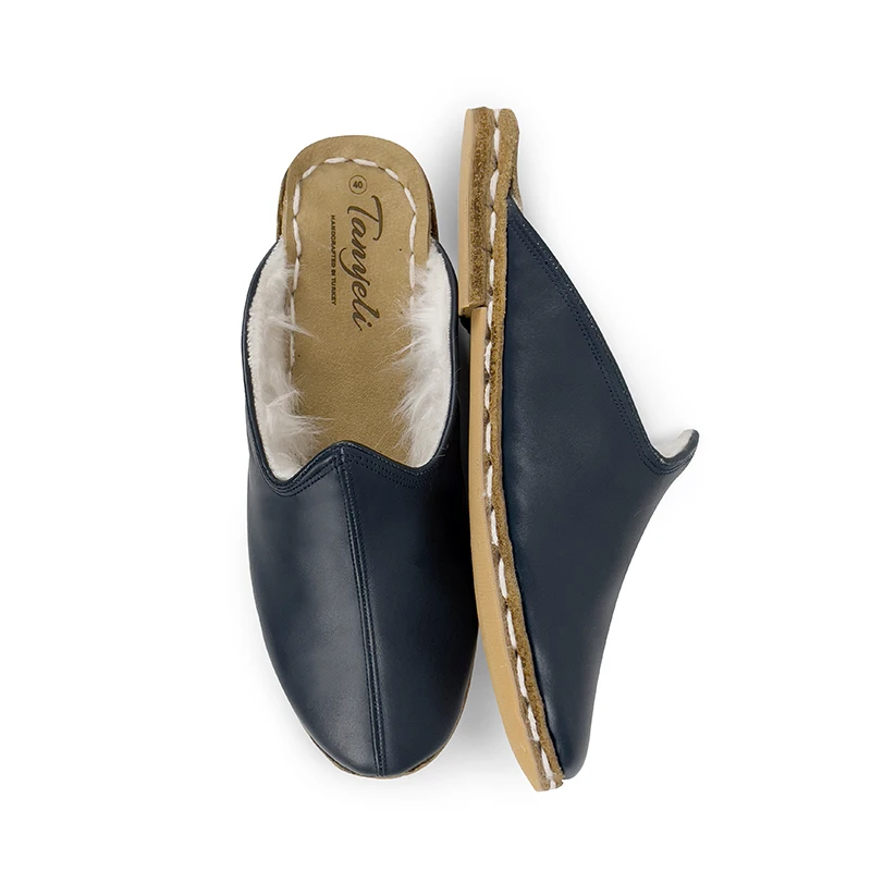 

Handmade Men Home Slipper 2022 Fashion Fur Shoes Odor-resistant Leather Non-slip Indoor Flat Cotton Unisex Winter Warm Tапочки