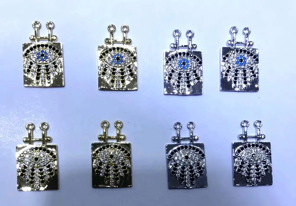 

Double ring--6pcs Recangle pave CZ Love Micro Pave Long Pendant, Cubic Zirconia crystal Evil Eye Pendant 22X30mm