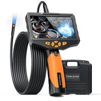 teslong 5 inches ips inspection camera dual lens borescope endoscope camera with 7 leds 5000mah flashlight case 32gb