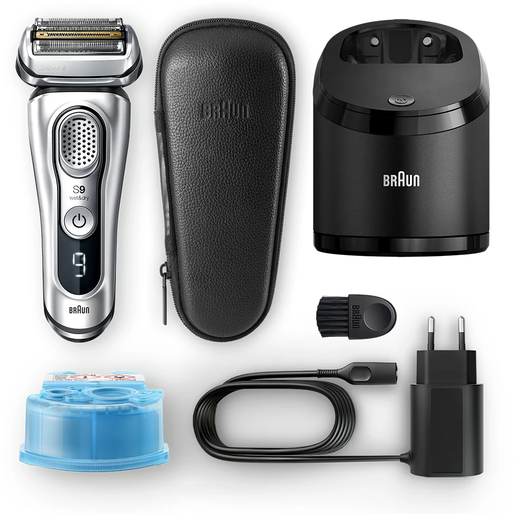 Электробритва Braun Series 9 9390cc со станцией Clean&Charge с функцией сушки и кожаным футляром