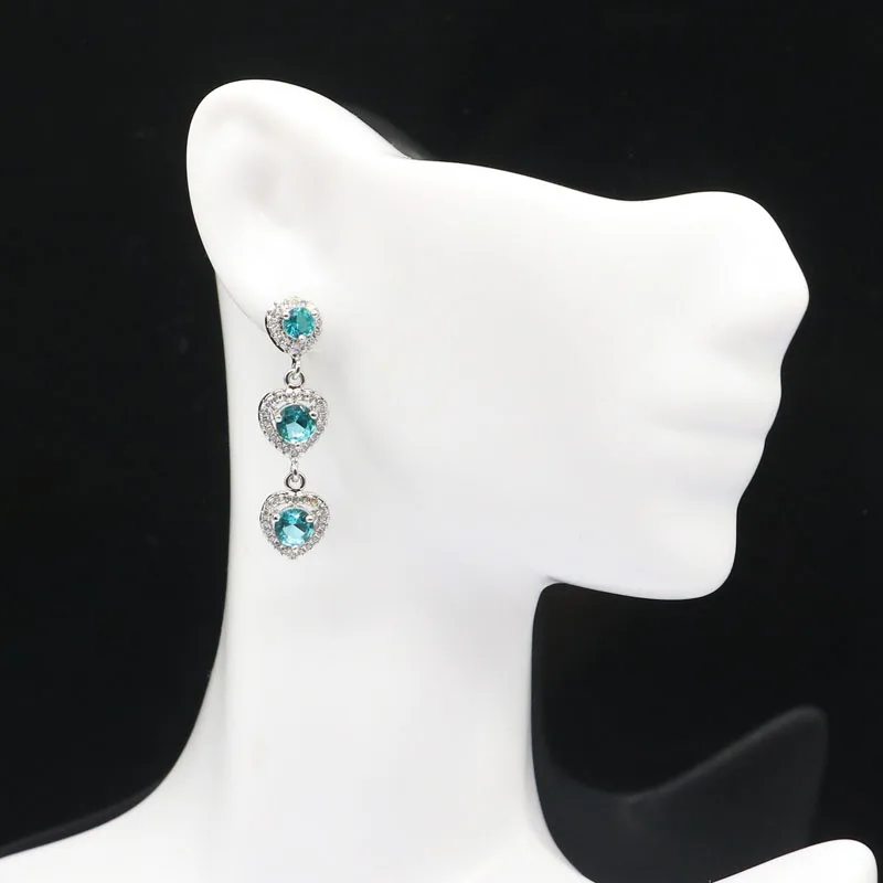Серьги женские из серебра с аквамарином 32x9 мм|blood ruby|925 silver earringssilver wedding earrings |