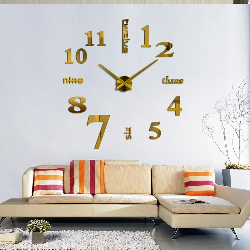

Modern DIY 3D Mirror Acrylic Watch Living Room Art Design Wall Surface Large Number Wall Clock Sticker Home Office Decor Mirror Modern Home Quartz Living Room Wall Stickers Modern Clocks Watch Needle