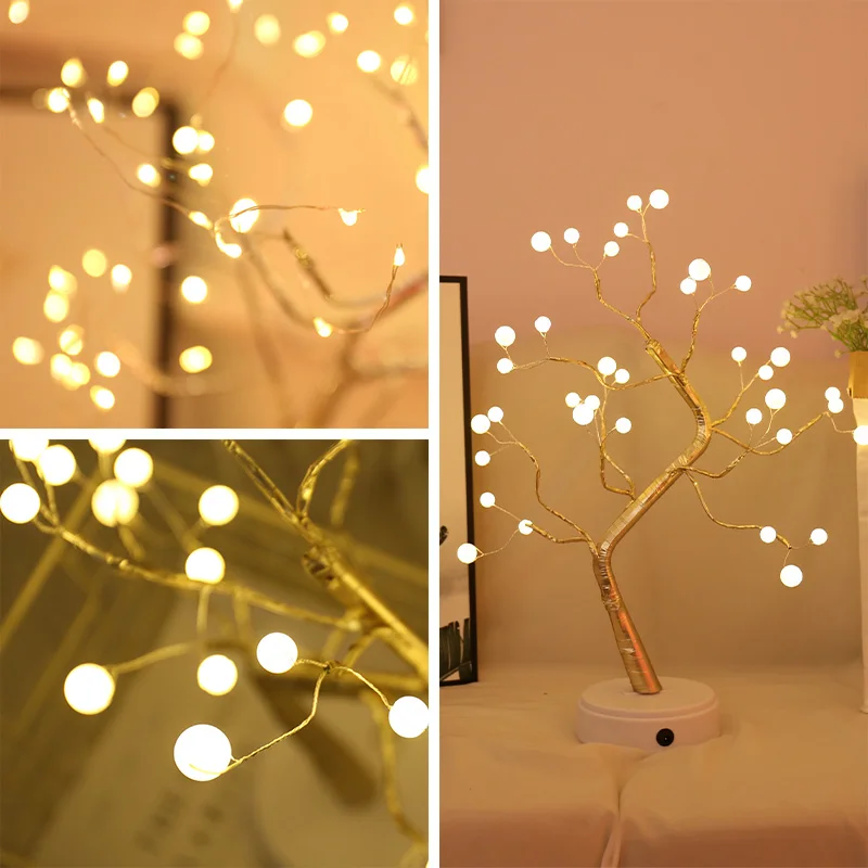 

LED Night Light Five-pointed Star Copper Wire Love Tree Lamp Bedroom Decoration Romantic Fairy Tale Lamp Holiday Gift Mini Style