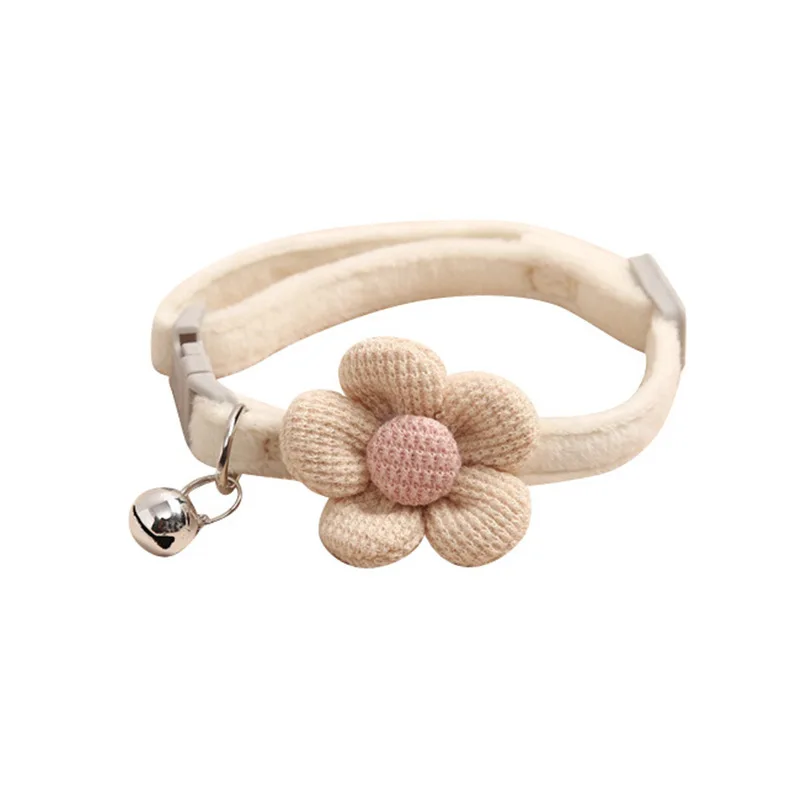 

Cute Knitting Flower Bell Collar Adjustable Cat Necklace Pet Collar Traction Safety Buckle Necklace Small Dog Dog Supplies
