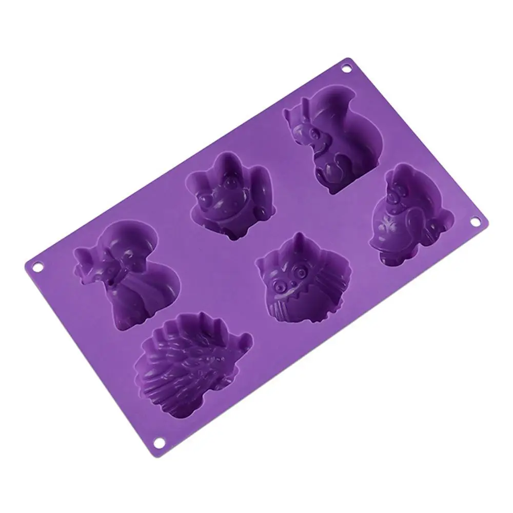 6Pcs/Set Animal Shaped Silicone Mold for Chocolate Creative 3D Cartoon Household Cake Decor Baking Fondant Molds | Дом и сад