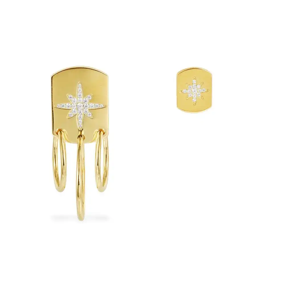 

New Fashion High Quality Glamour Asymmetric Star Earrings With Hoop And Earrings Women's Luxury Jewelry Accessories Gifts