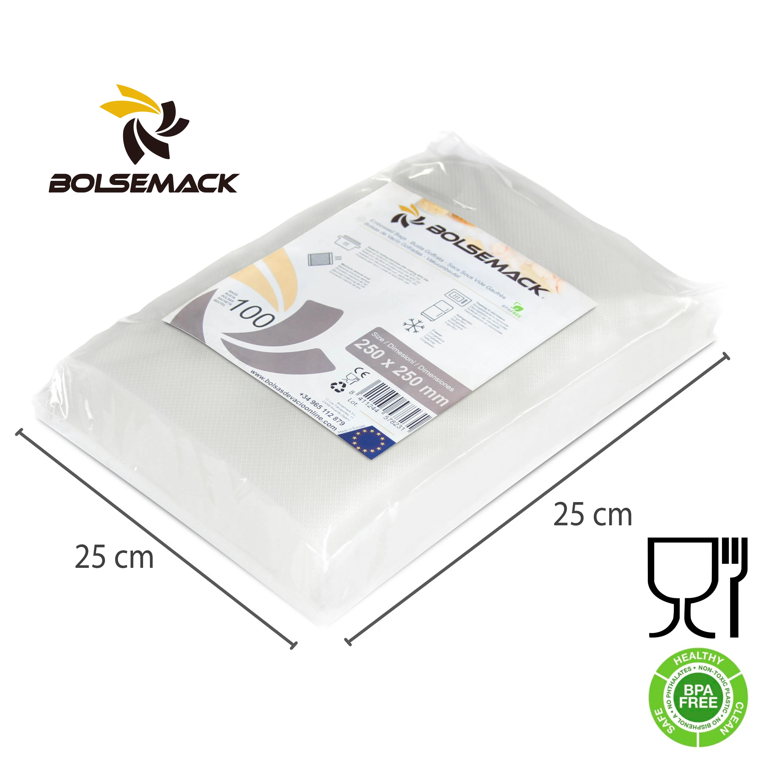 Тисненые вакуумные мешочки 250x250 мм (100 шт.) он работает с большинством внешних