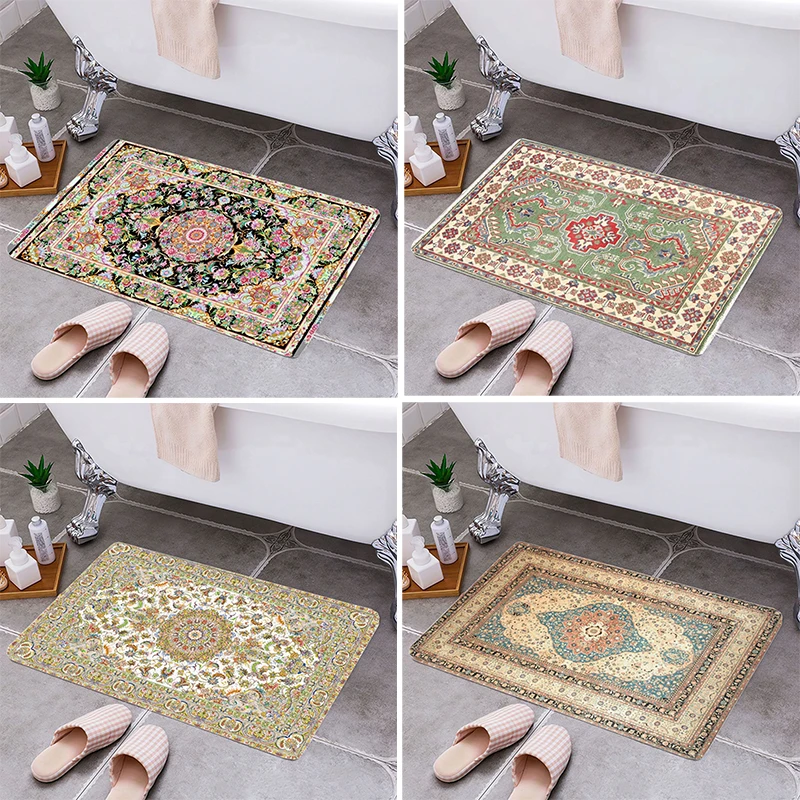 

1 Piece Kitchen Rug Retro fancy 3D printing Room Balcony Bathroom Printed Carpet Doormat Hallway Anti-slip Modern Area PersiaRug
