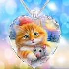 Теплое и милое ожерелье в форме кота и мыши с кристаллами в форме сердца изысканный мультяшный кулон для девочки модные аксессуары для вечеринок подарок на день рождения