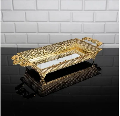 

Mirror Decorated Lux Style Serving Tray