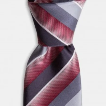 

Burgundy And White Striped Gray Tie 67826009