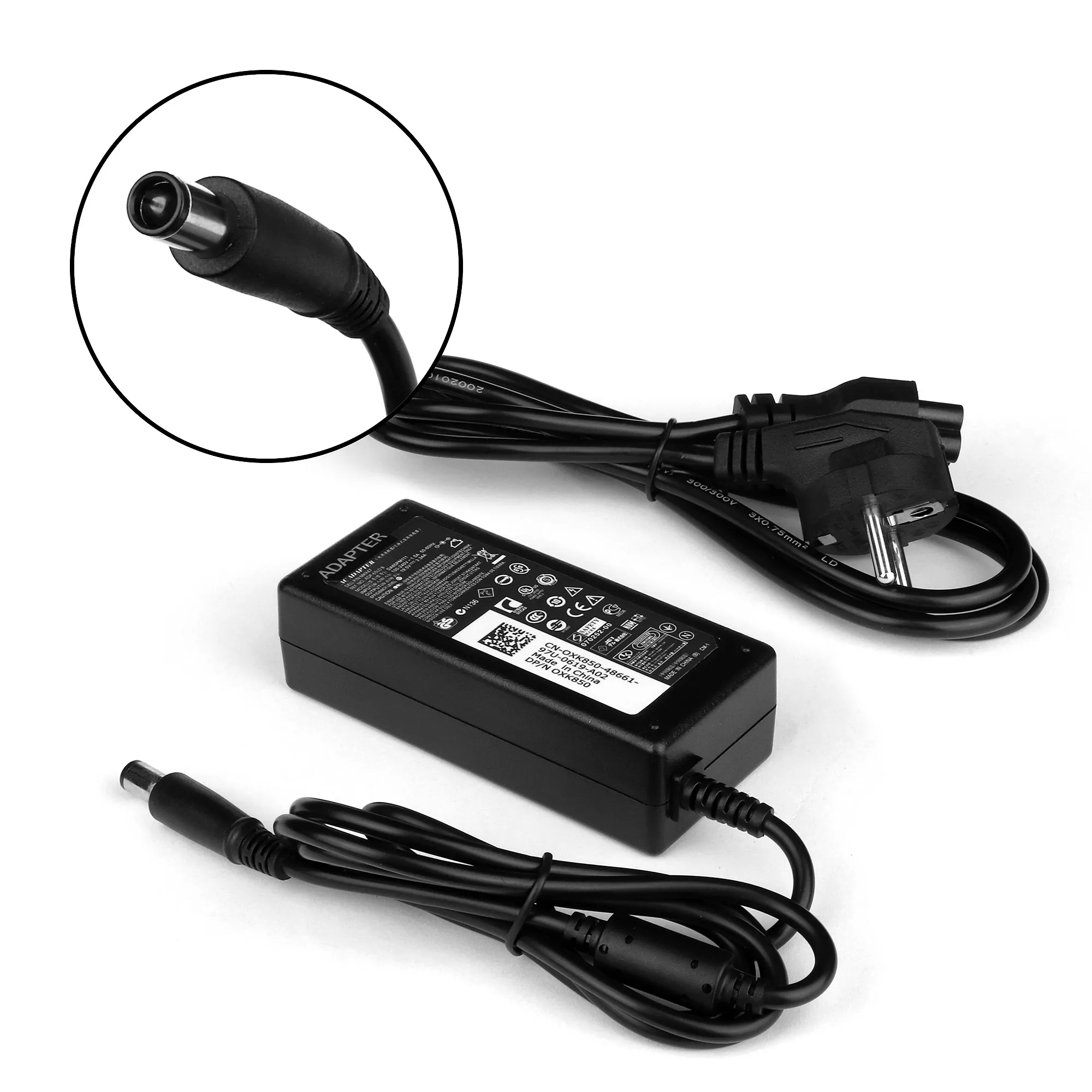 Блок питания (сетевой адаптер) OEM для ноутбуков Dell 19.5V 3.34A 65W 7.4x5.0 мм с иглой.