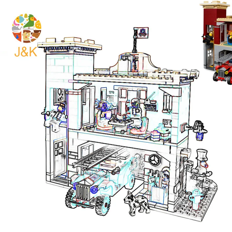 10263 1197pcs The Winter Village Fire Station Building Block Brick Set Toys For Children 11041 Christmas Gift | Игрушки и хобби