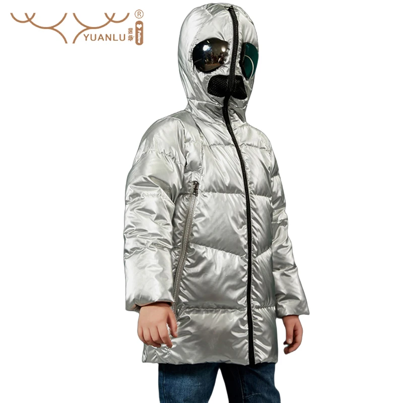 

YuanLu Alien 2021New Fashion Children Jacket Outerwear Boy and Girl Warm Down Hooded Coat Teenage Parka Kids Winter Jacket