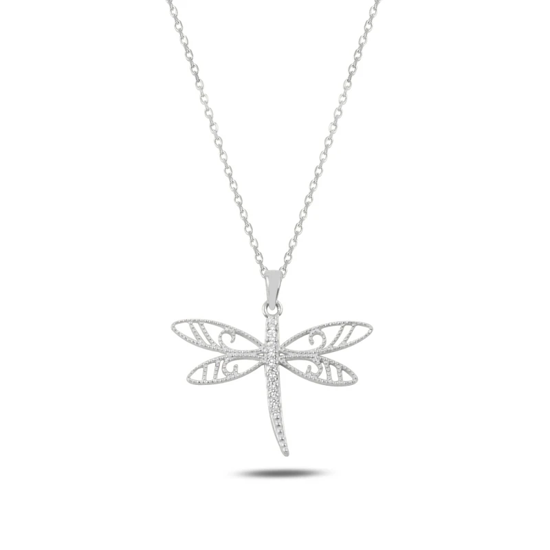 

Серебряное 925 пробы ожерелье со стрекозой из циркона