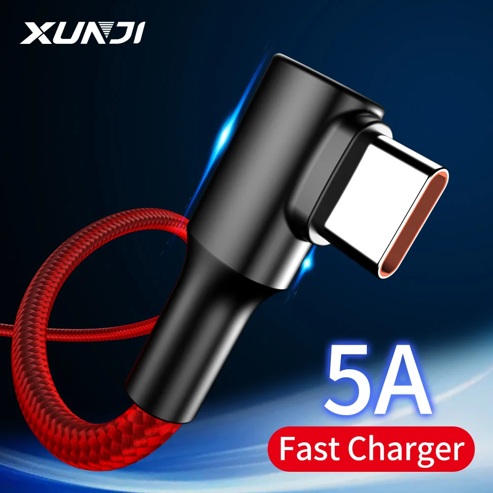 XUNJI кабель с разъемом USB Type C для быстрой зарядки шнур 5A нейлоновой оплеткой