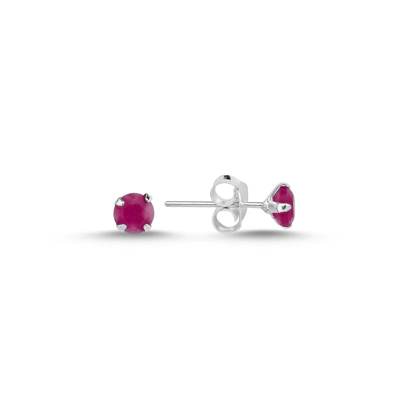 

Silver 925 Sterling 4mm Round Opaque Ruby Zircon Engagement Earrings