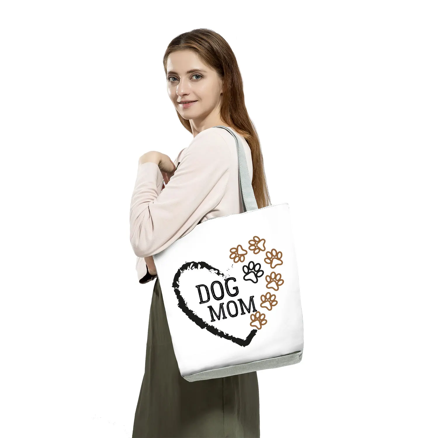 2022 New Fashion Women Dogs Paws Tote Love Dogs Funny Casual Handbags Kawaii Female Shoulder Bag Eco High Capacity Shopping Bags