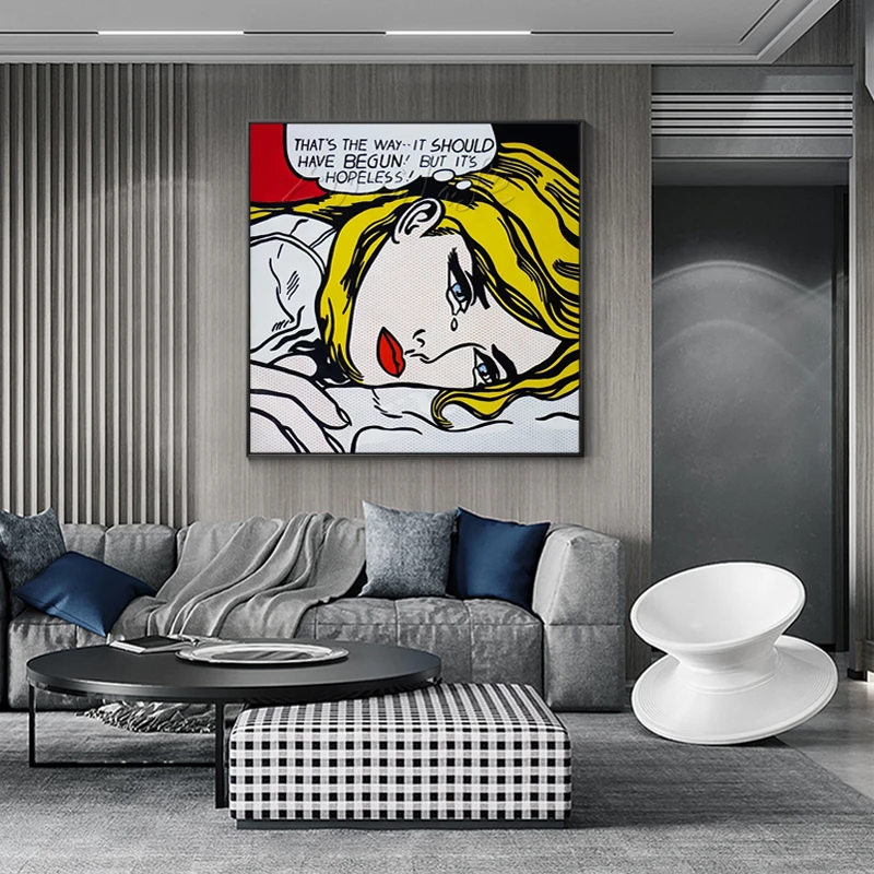 

Lichtenstein Pop Art Cartoon Oil painting on canvas Hand-painted Wall Art Picture for living Room Andy Warhol home decor 5