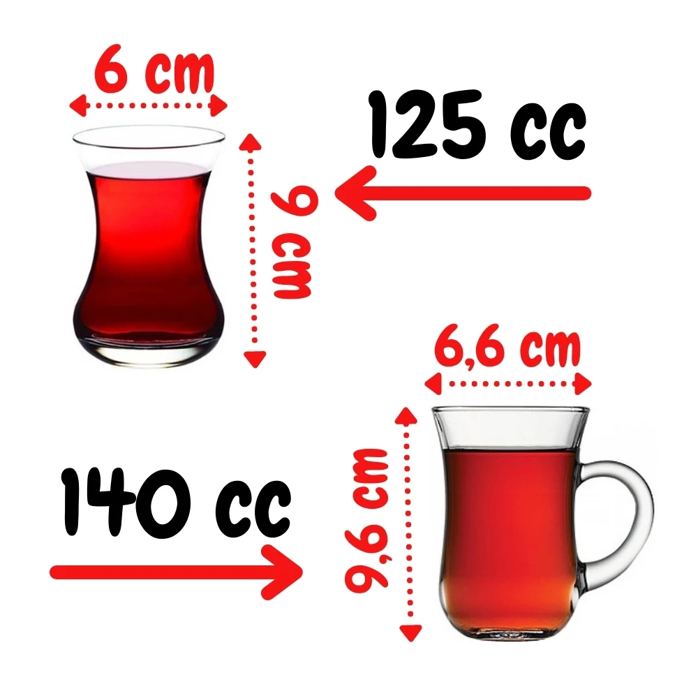 glasses turkish tea cups set of 6 pcs thin waist 2 types high quality with handle 125 and 140 cc traditional english tea service free global shipping