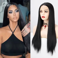 talang synthetic 27 inch transparent lace frontal wigs with straight t part wig pre plucked closure wig lace wig heat resis