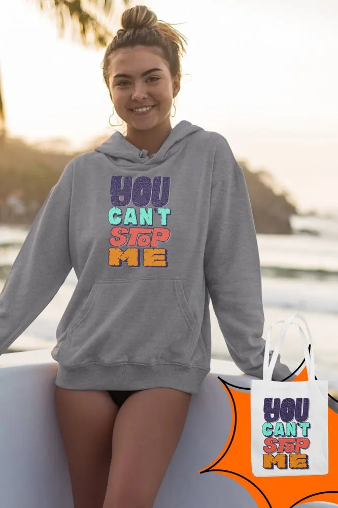 Angemiel Wear You не может остановить меня серый женский свитер с капюшоном сумки Kombin |