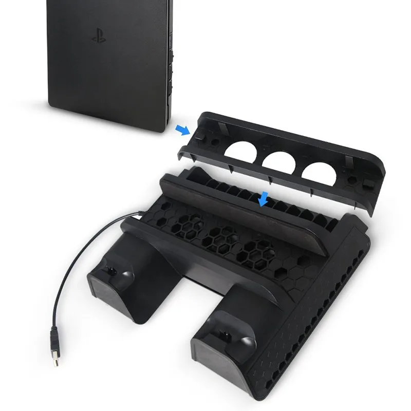 Для PS4/PS4 Slim/PS4 PRO вертикальная подставка с охлаждающим вентилятором кулер двойной контроллер зарядное устройство зарядная станция для sony Playstation 4