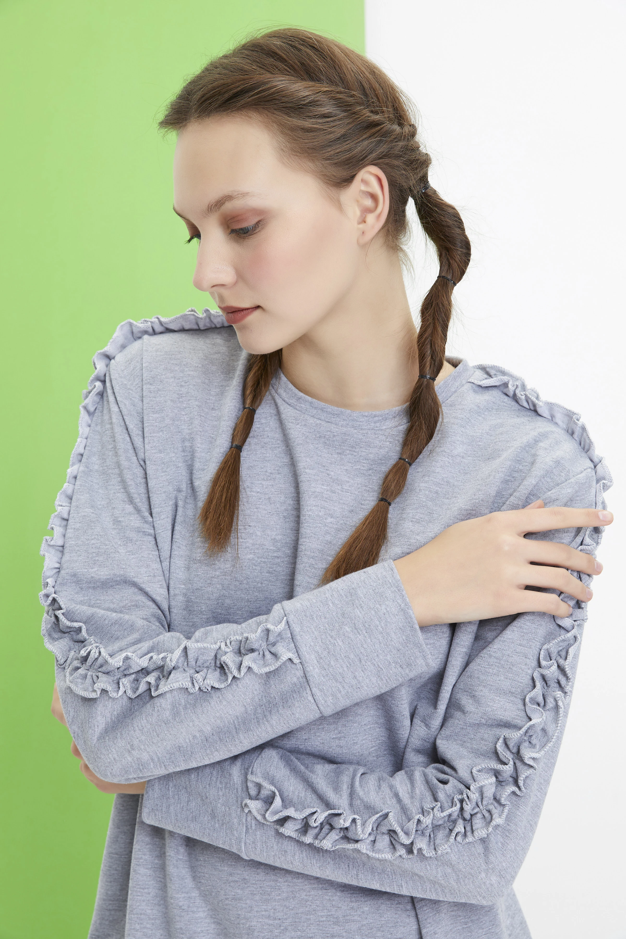 

Mirach Frilly Special Design Hoodies Sweatshirt Sports Sweatshirt Outerwear For Women Basic Stylish Casual Different