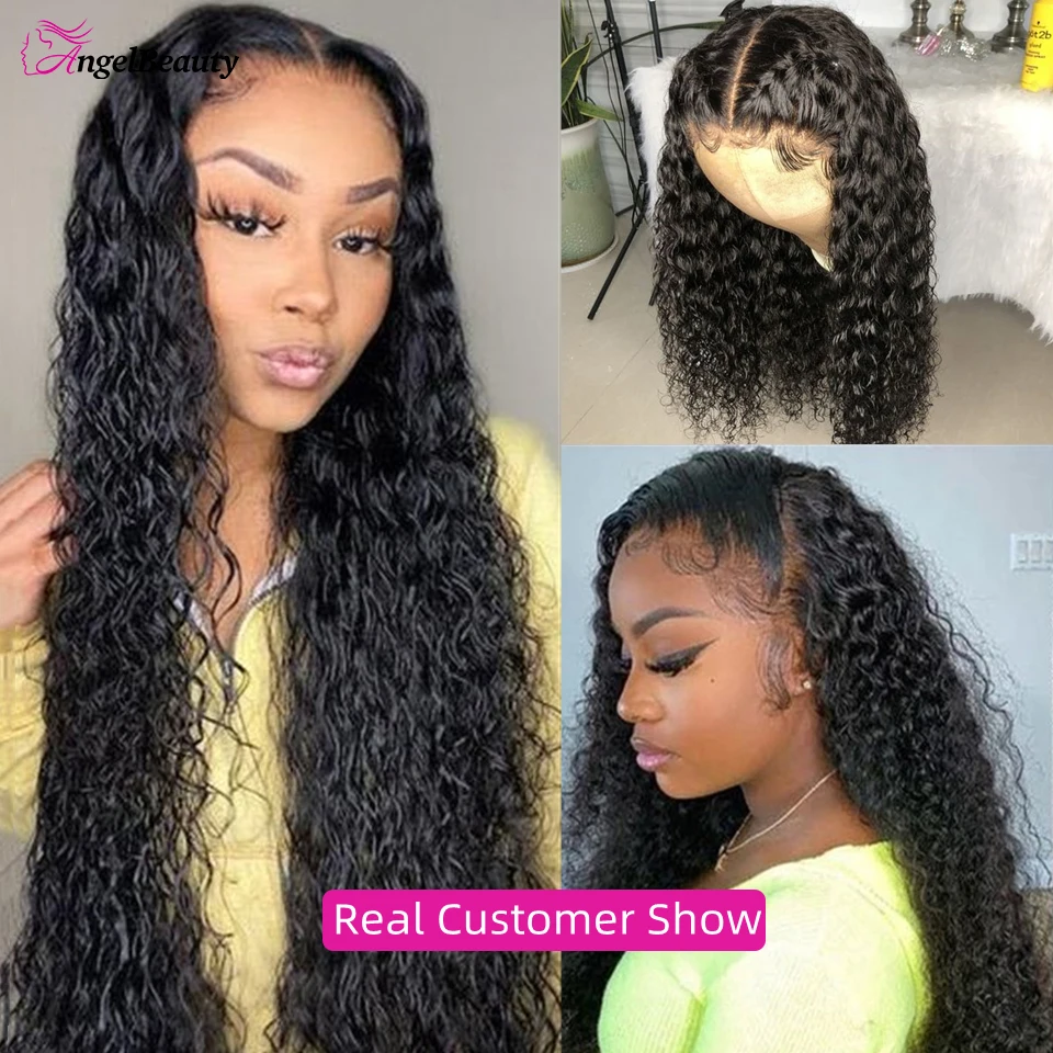 250Density Water Deep Wave Lace Frontal Wig Brazilian HD Transparent Lace Front Human Hair Wigs For Black Women Remy Closure Wig