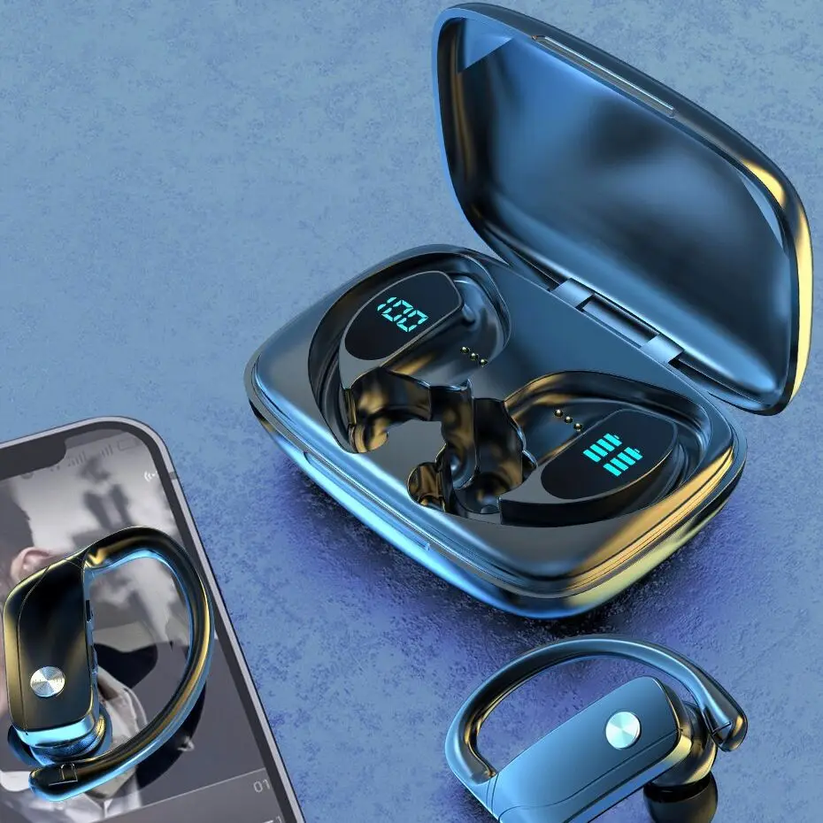 

Wireless Ear Hook Earbuds Bluetooth-compatible 9D Stereo Headphone Waterproof Earphone LED Display Noise Canceling Sports Earbud