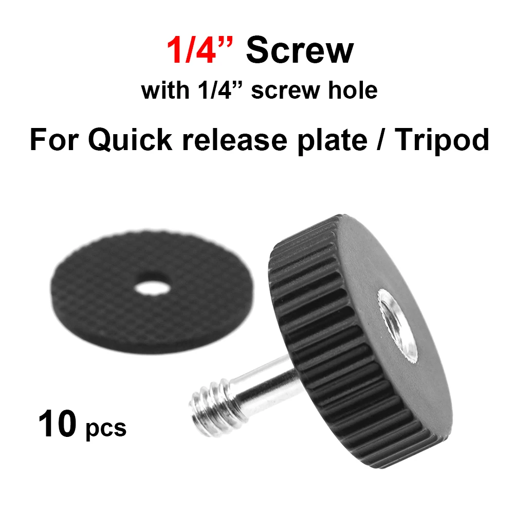 

10pcs 1/4 inch Screw with 1/4" Screw hole for Flash bracket, Tripod or Quick release plate Universal Camera Screw Set accessory
