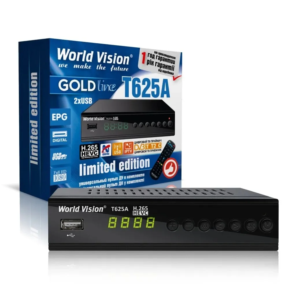 Ресивер цифровой World Vision T625A эфирный DVB-T2/C приставка бесплатное тв TV-тюнер
