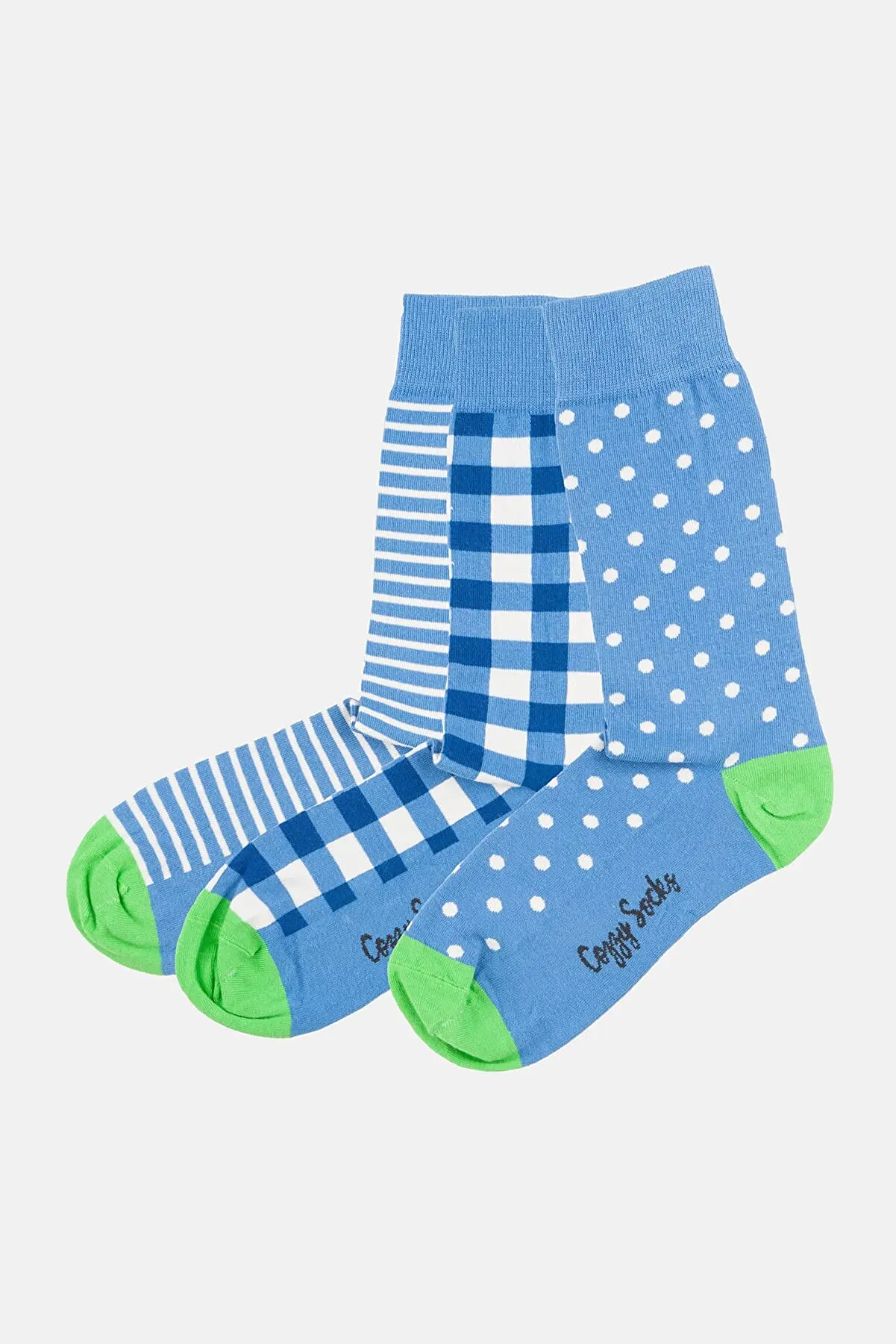 

Women's Blue, White, Green 3-pack Socks