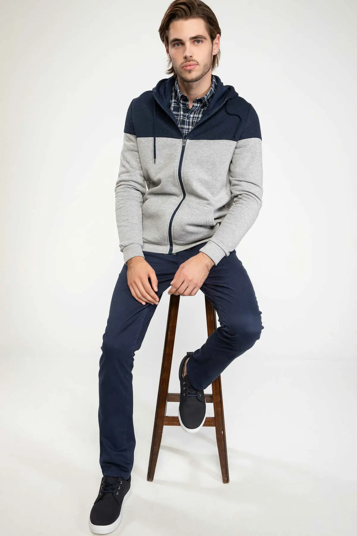 DeFacto мужской модный кардиган с капюшоном мужские повседневные Лоскутные