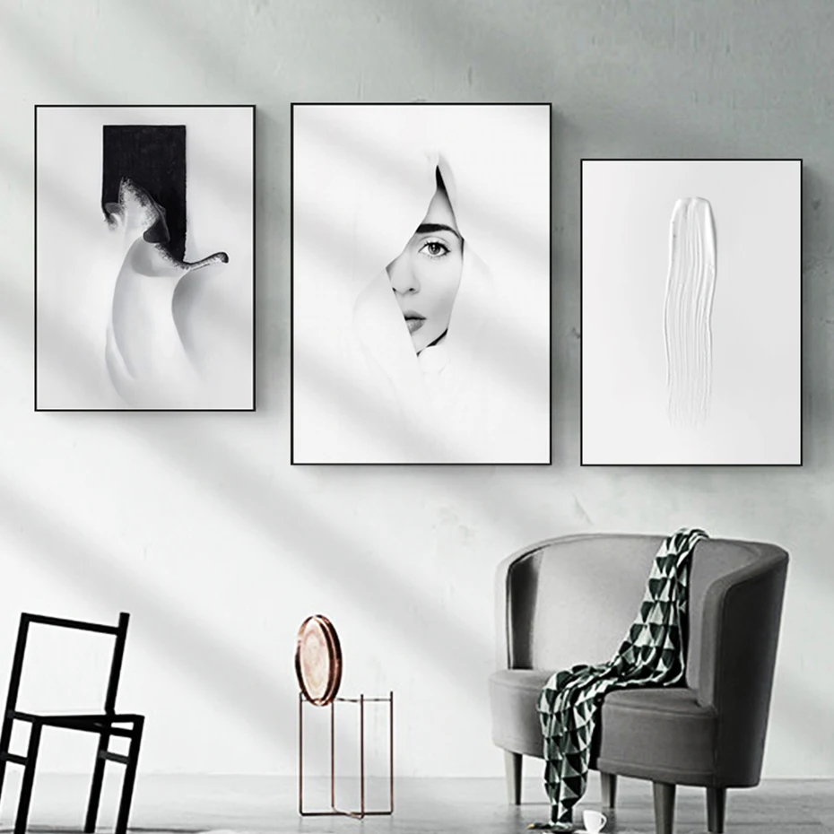 Современная Абстрактная черно-белая настенная Картина на холсте постеры и