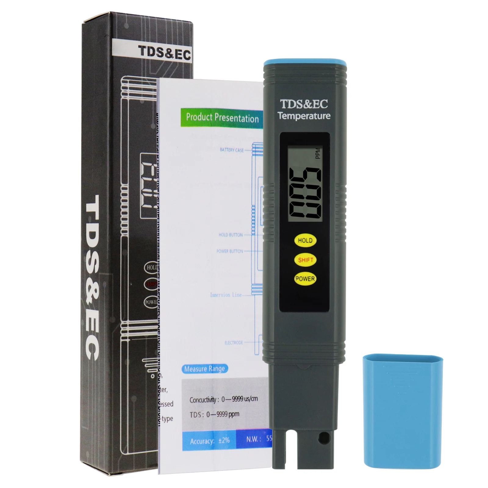 Измеритель TDS / EC 2-в-1 измерение температуры с тестером качества воды ATC для