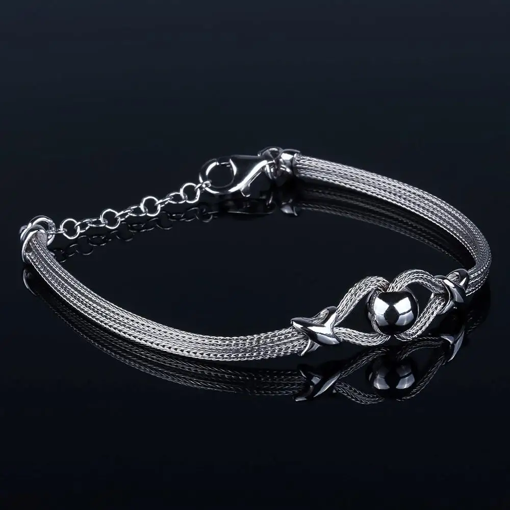 Серебряный браслет (Италия) 925 пробы с глянцевым шариком Golden Forum BR5625-S | Украшения и