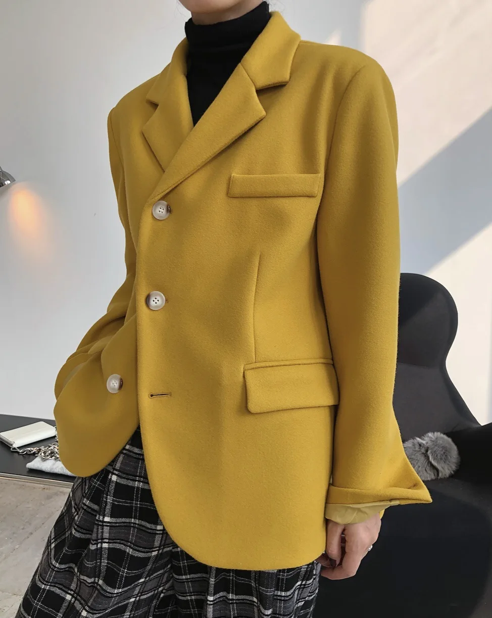 

woman warm winter wool jacket-coat with buttons