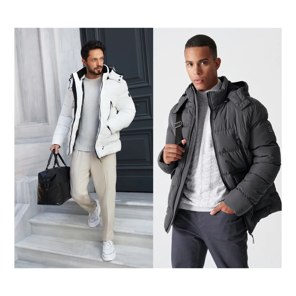 

Avva 2022 белый темно-серый с капюшоном воротник стеганая зимняя куртка мужские парки плотное теплое пальто однотонная парка модная новинка