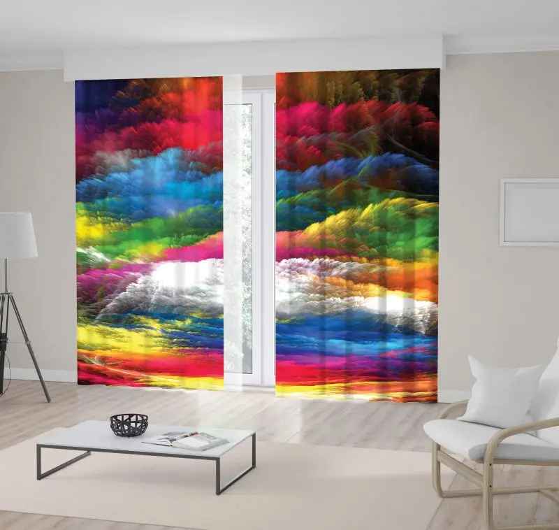 

Curtain Creative Colorful Artwork Rainy Day Abstract Dramatic Cloudy Sky Painting Imagination Red Blue Pink Yellow Green