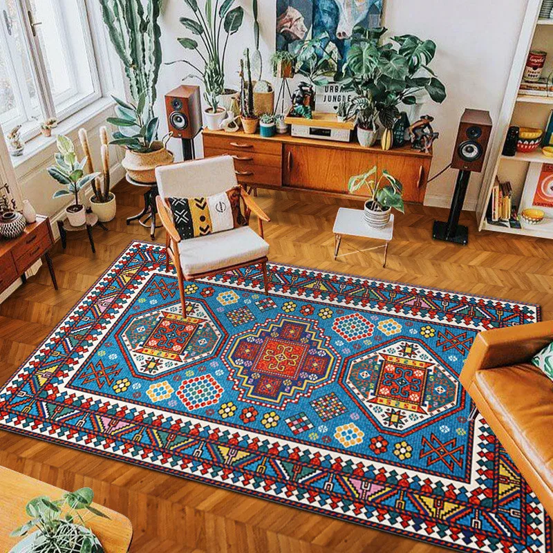 

Bohemia Retro Carpets Geometry Persian Printed Rugs Non-Slip Washable Carpet for Living Room Bedroom Bedroom Mat 100x120cm tapis