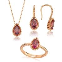 valori jewels 3 carat zirconia red pear gemstone rose gold plated sterling silver trio set