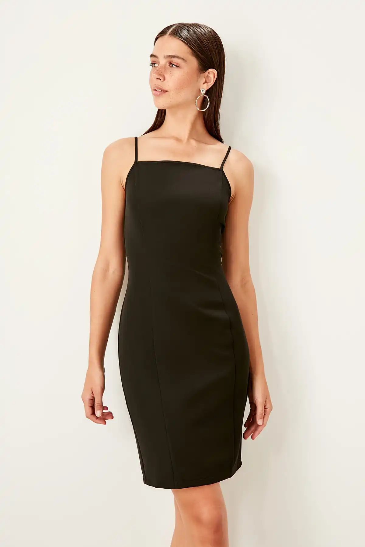 Черное платье с лямкой на шее TWOSS19XB0222|Женские платья| |