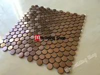 33 PCS Penny Round Copper Bronze Metal Mosaic SMMT020 Stainless Steel Wall Tiles Backsplash
