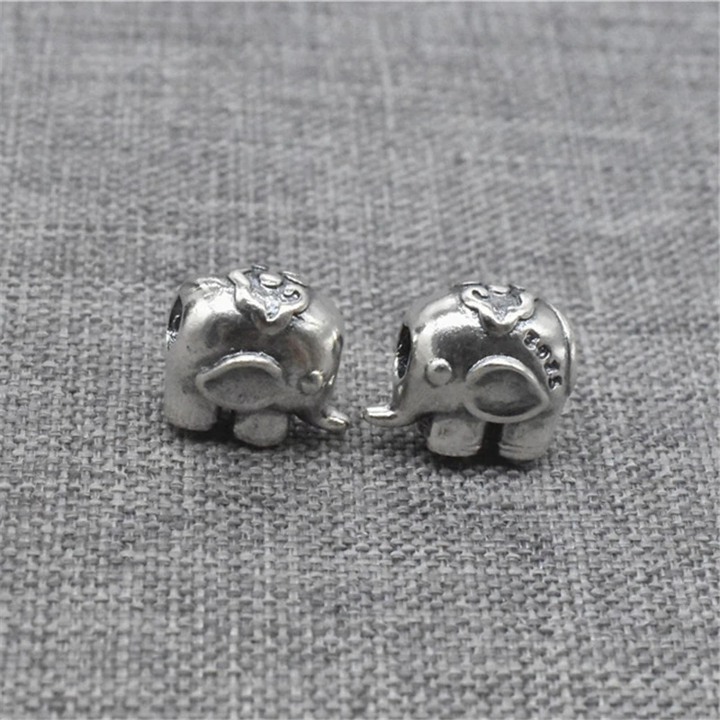 

2pcs of 925 Sterling Silver Elephant Beads for Bracelet Necklace 2mm Hole