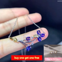 kjjeaxcmy boutique jewelry 100 natural sapphire necklace goddess lady leaf gem925 sterling silver clavicle chain