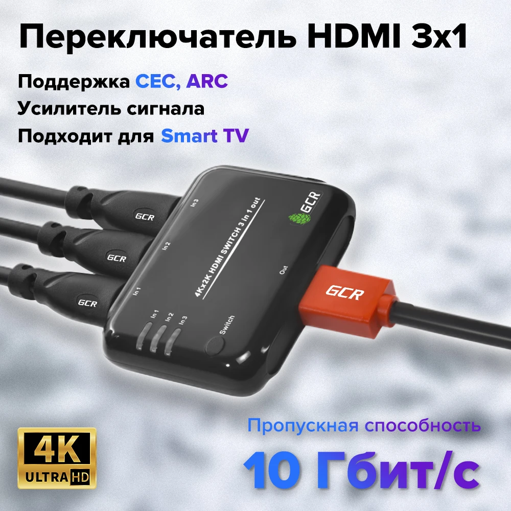 GCR Коммутатор HDMI kvm переключатель для монитора ПК ноутбука hdmi switcher for Smart TV PS Xbox Sony
