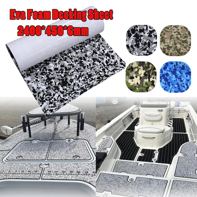 

2400*450*6mm Eva Foam Decking Jet ski Anti Skid Mat Snow Camouflage Faux Teak Pad Traction Mat Self Adhesive Accessories