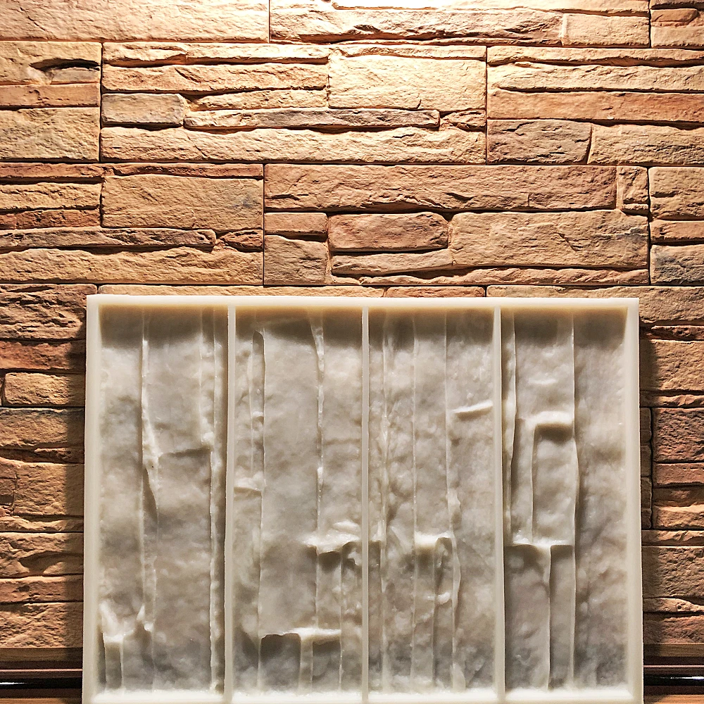 Форма для искусственного камня шиферного типа из полиуретана для производства декоративных настенных плиток из гипсового, цементного или бетонного раствора.